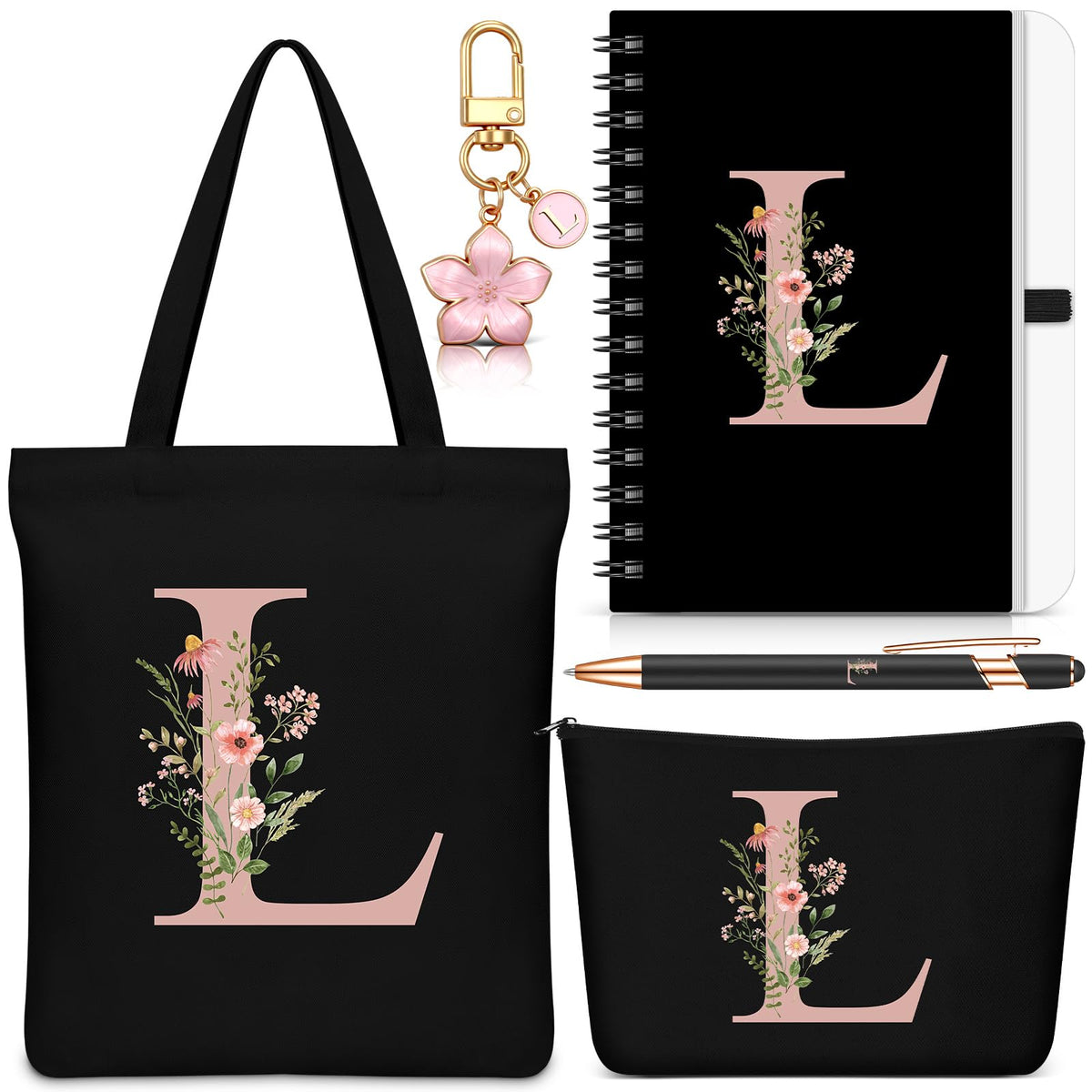 Talltalk monogram cosmetic bag with L initial ideal for compact beauty storage