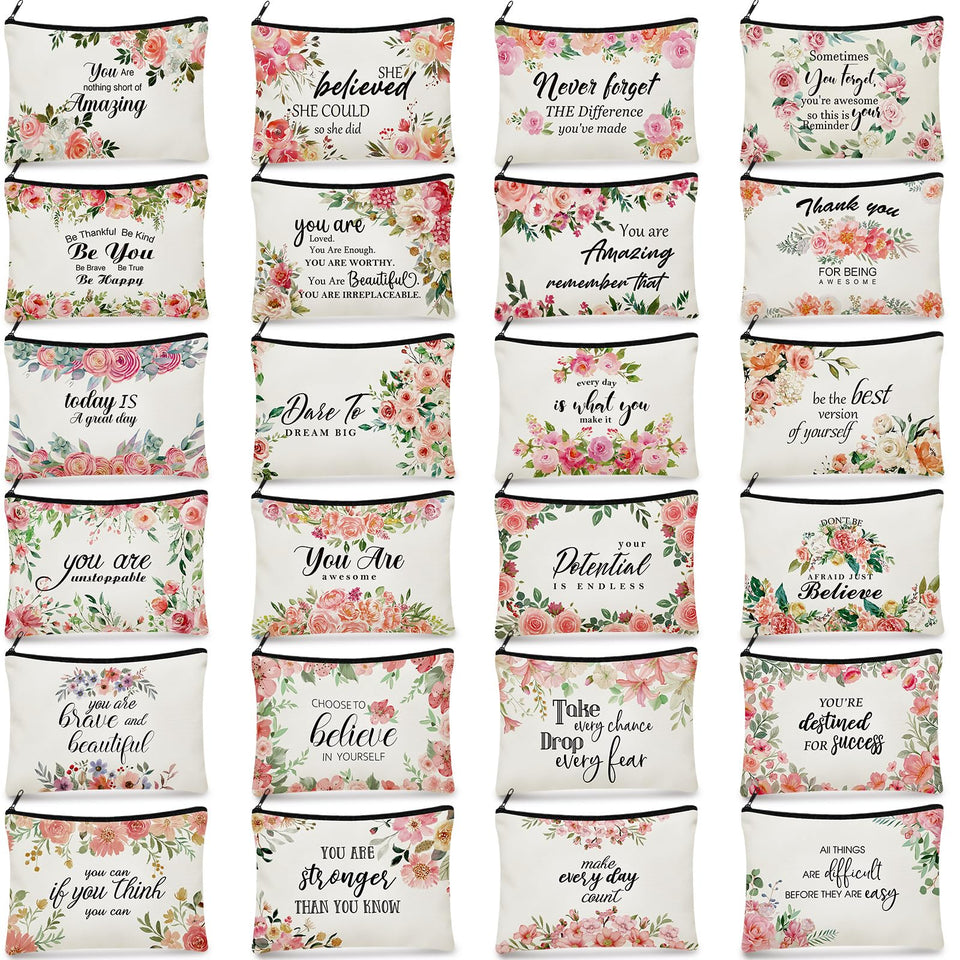 Talltalk Mother's Day canvas makeup bag set with pink florals, ideal for gifting and daily organization.