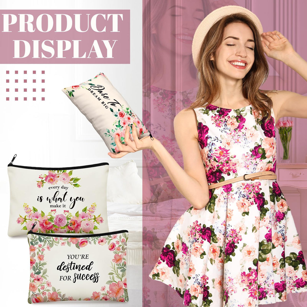 Talltalk zipper cosmetic pouch securely stores lipstick, keys, and small accessories.