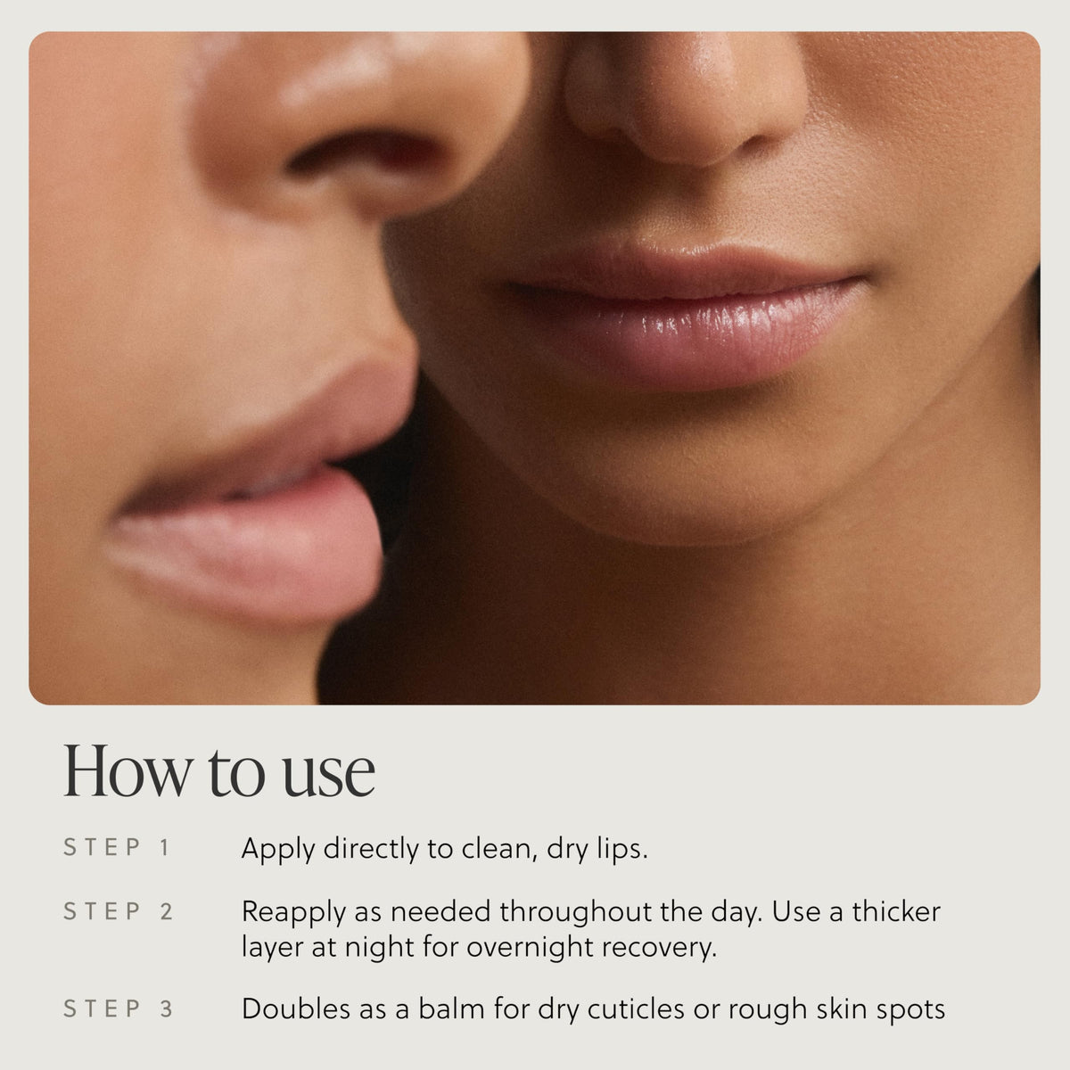 TALOVA vitamin blend A, D, E, K nourishes lips overnight.