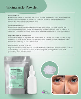 Talsen Chemicals niacinamide powder dispense for precise dosing in DIY serums.