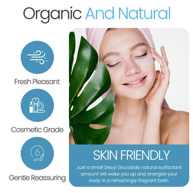 Talsen Decyl Glucoside emulsifier illustration highlights multifunctional performance in body washes and shampoos.
