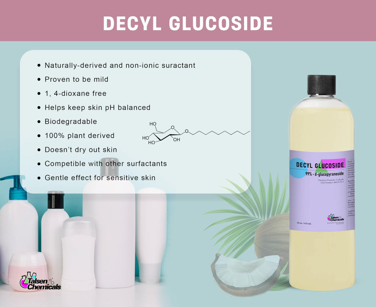 Talsen Decyl Glucoside purity label image emphasizes high purity for clean DIY formulations.