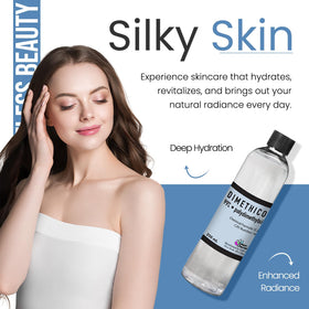 Close-up of Talsen Dimethicone oil texture displays lightweight slip for fast skin application.