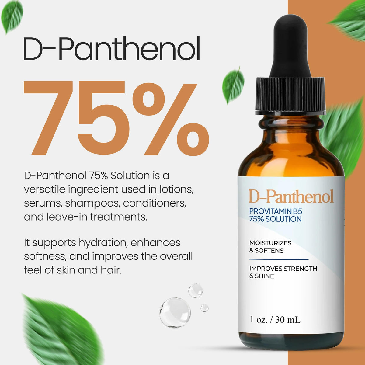 D-Panthenol emulsion-ready base blends with water-based cosmetics from Talsen.