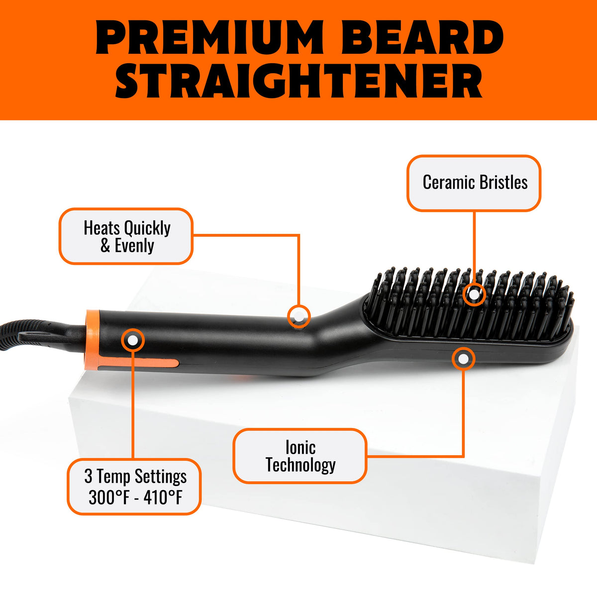 TAME THE WILD 3-temperature settings heat to customize beard styling safely.