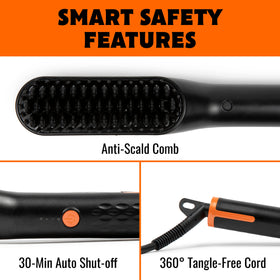 TAME THE WILD ionic heated comb delivers fast heat-up for quick morning styling.