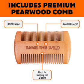 TAME THE WILD wooden comb detangles and keeps beard neat throughout the day.