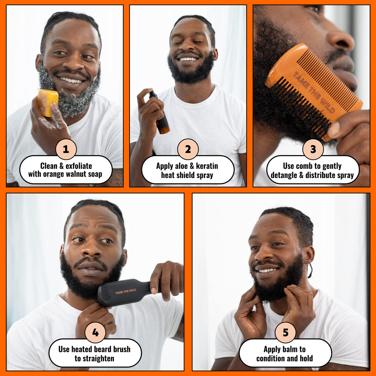 Tame The Wild Pro wooden comb for detangling and shaping facial hair