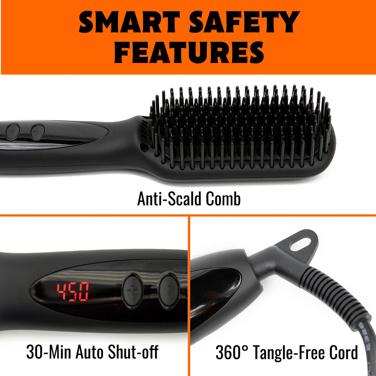 Anti-scald design ensures safer beard straightening during use