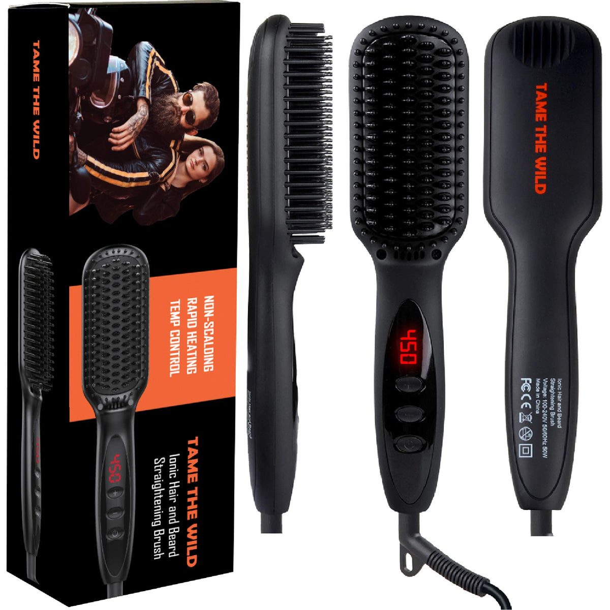 Tame The Wild Pro Beard Straightener front view for fast, even grooming