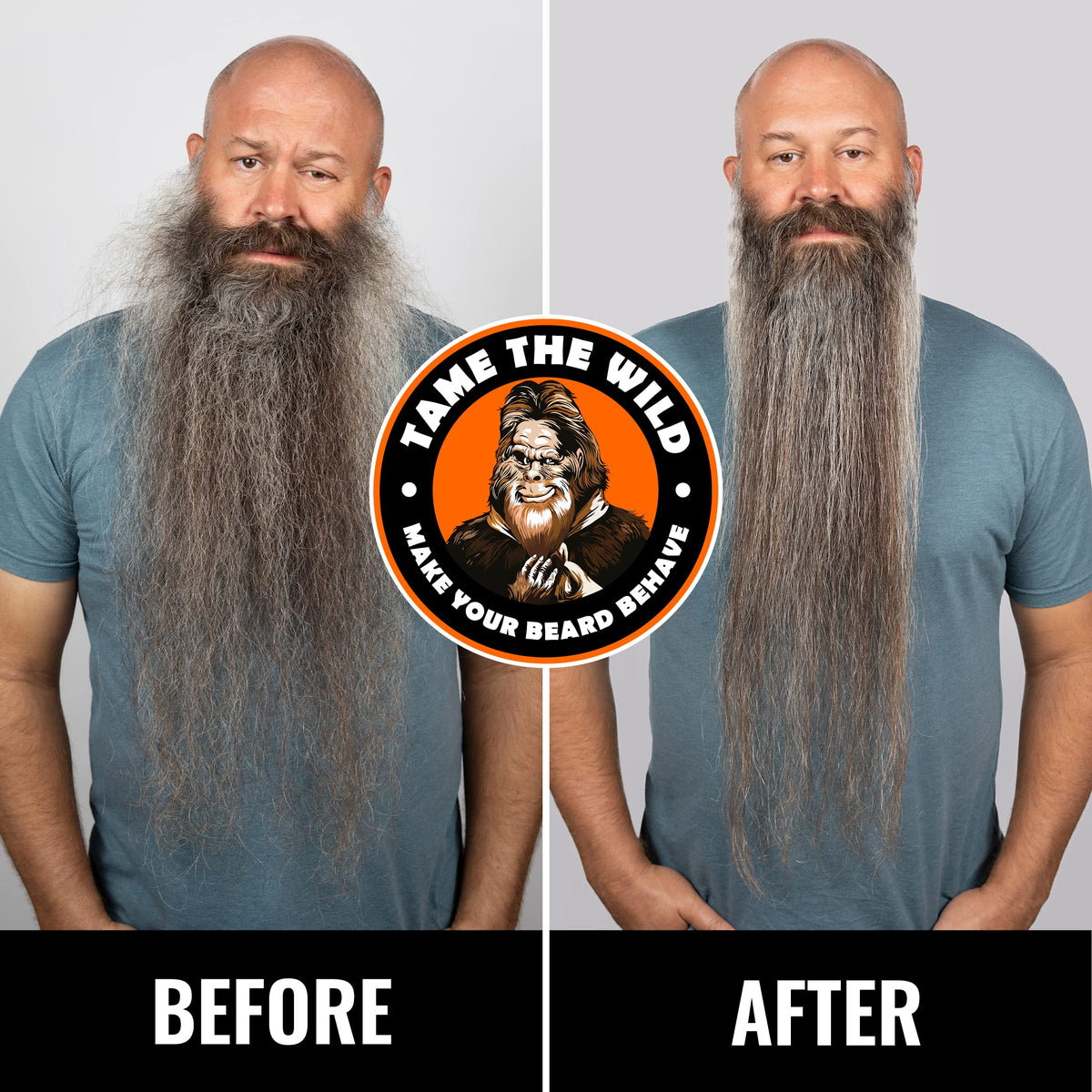 Beard being styled with the heated brush for a neat look