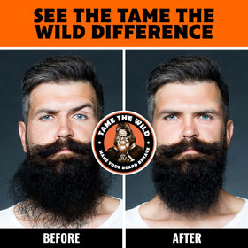 Tame the Wild wooden comb gliding through beard for even distribution
