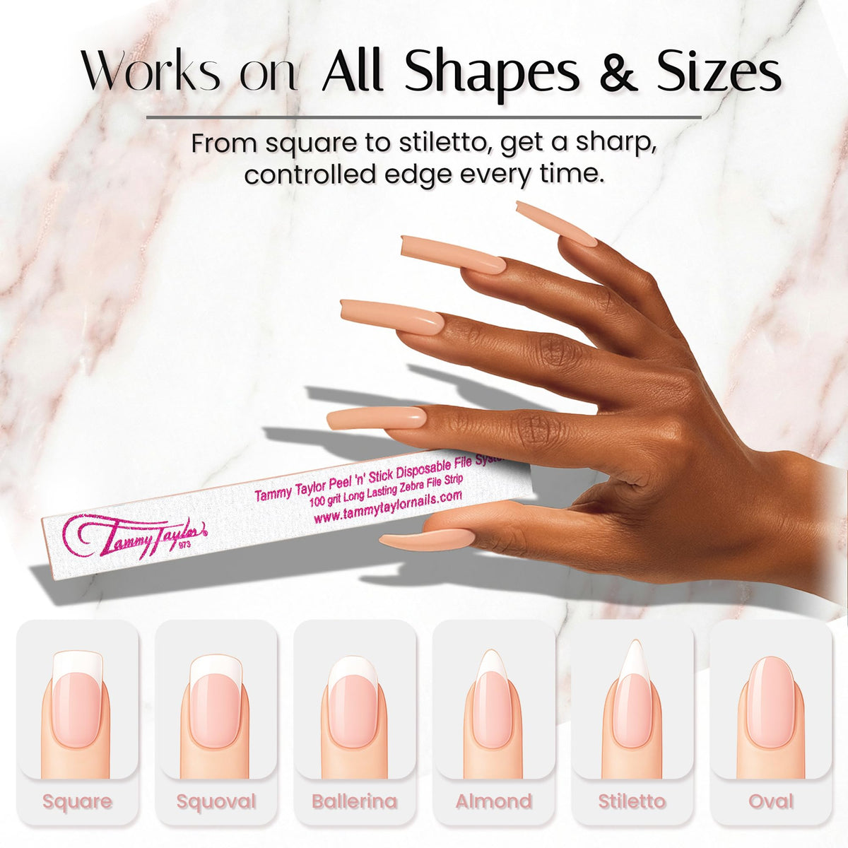 Tammy Taylor disposable fingernail file pack displayed for quick swaps.