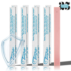 Tammy Taylor peel-n-stick nail files close-up showing refill strips for easy upkeep