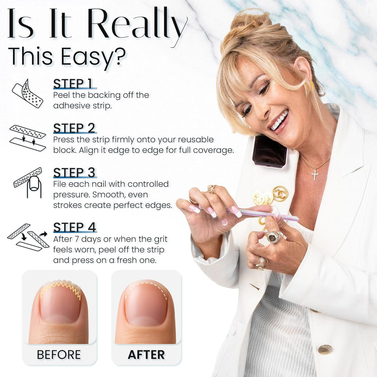 Tammy Taylor zebra stick filers shown for nail art shaping and sanding