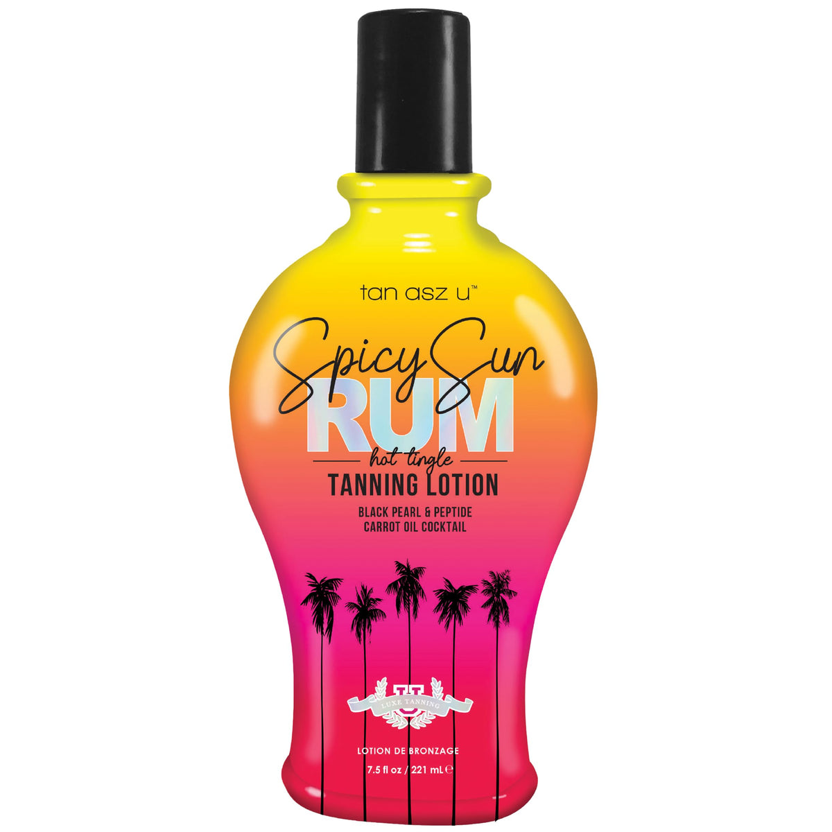 Tan Asz U Spicy Sun Rum hot tingle lotion bottle for deep island glow.