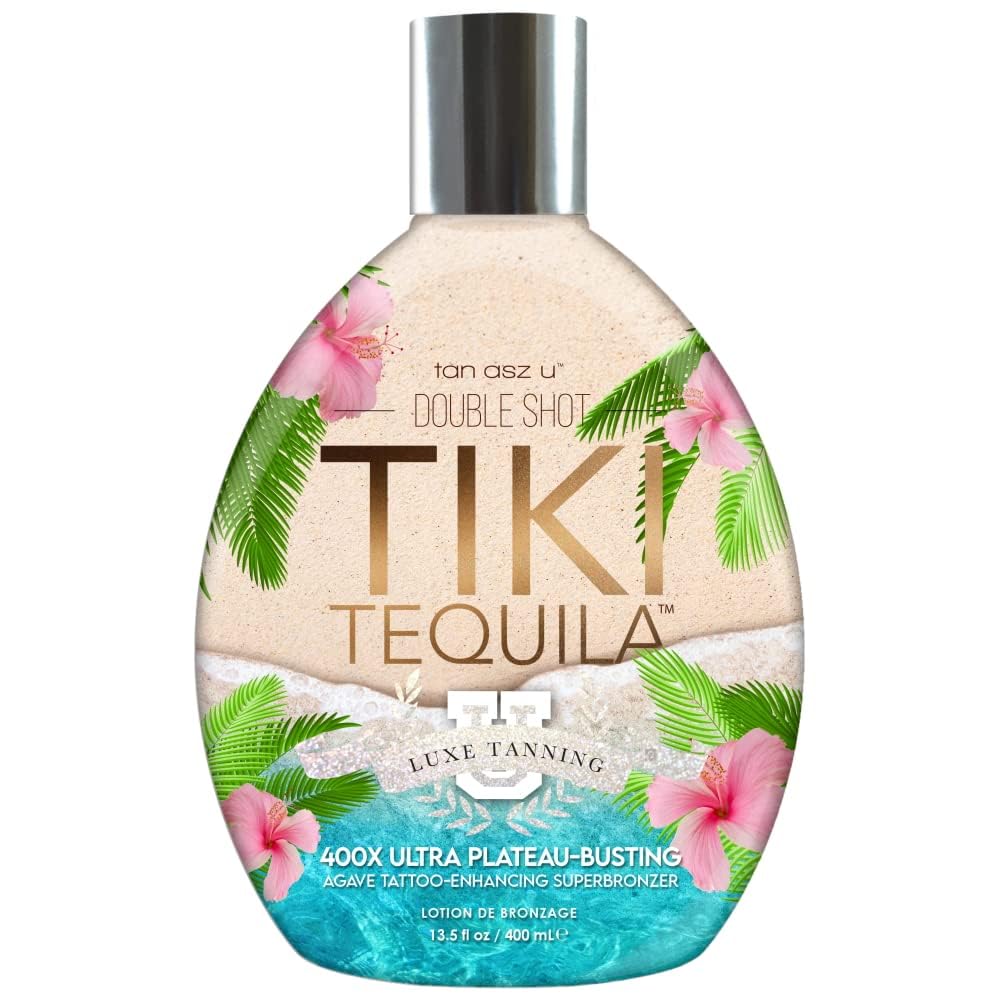Tan ASZ U Tiki Tequila 400X bottle shot showing premium bronzer for deeper color
