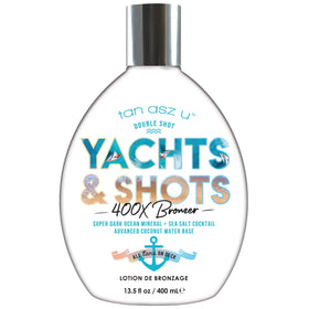 Tan Asz U Yachts Shots bottle with 400X bronzer for a deep glow