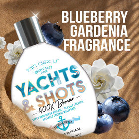 Tan Asz U Yachts Shots bottle showing even application before indoor tanning
