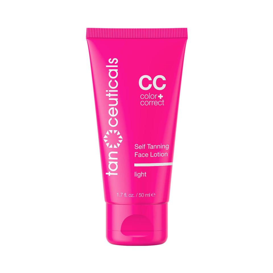 Tanceuticals facial self tanner bottle pour demonstrates easy application for an even tan.