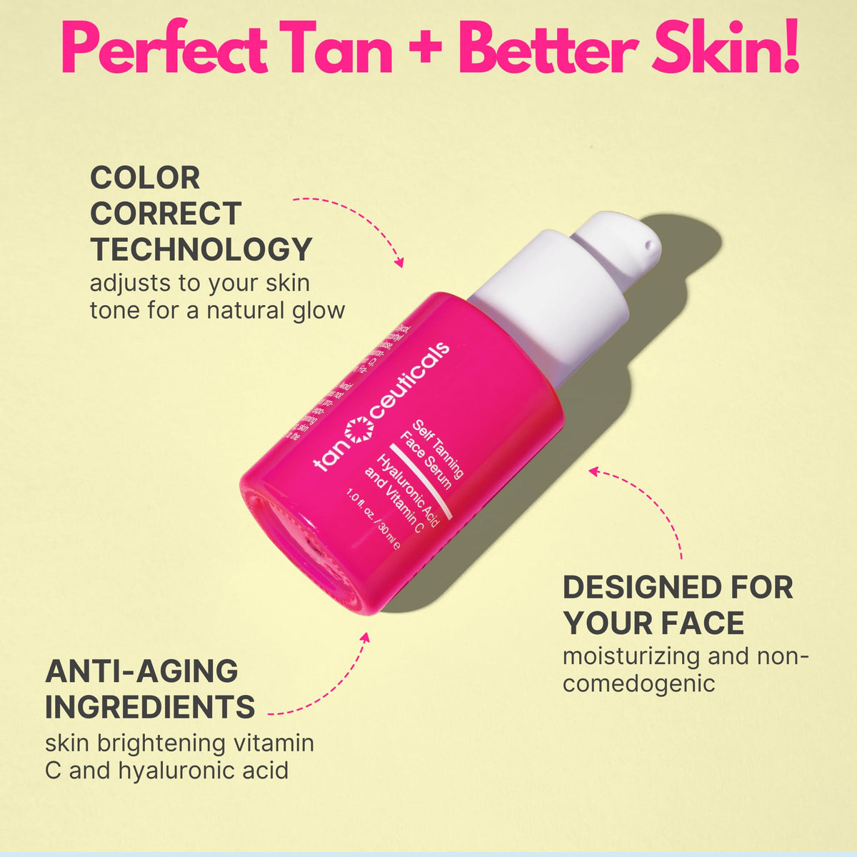 Application scene of Tanceuticals Self Tanning Face Serum for even glow.