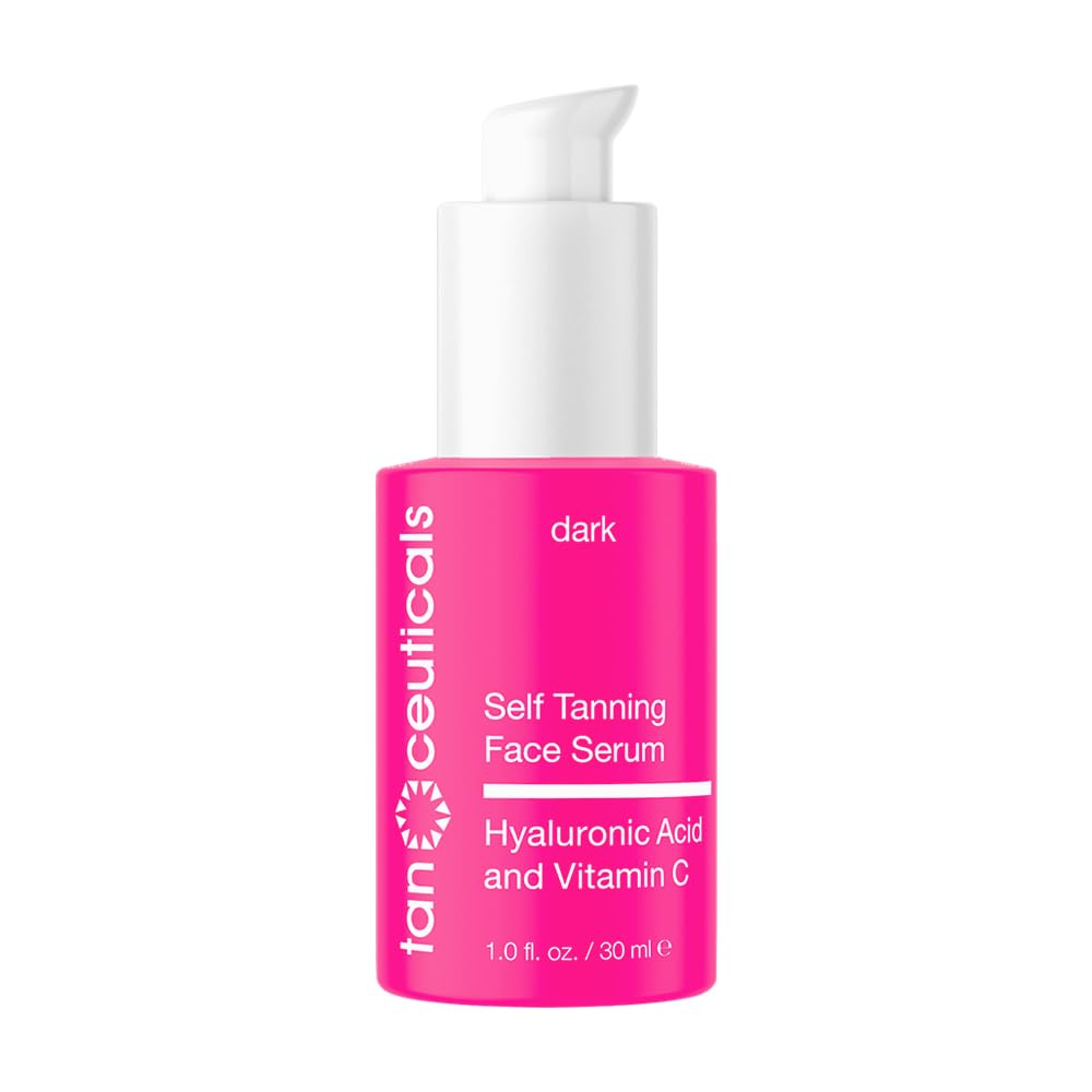 Tanceuticals Self Tanning Face Serum bottle close-up for natural sunless tan.