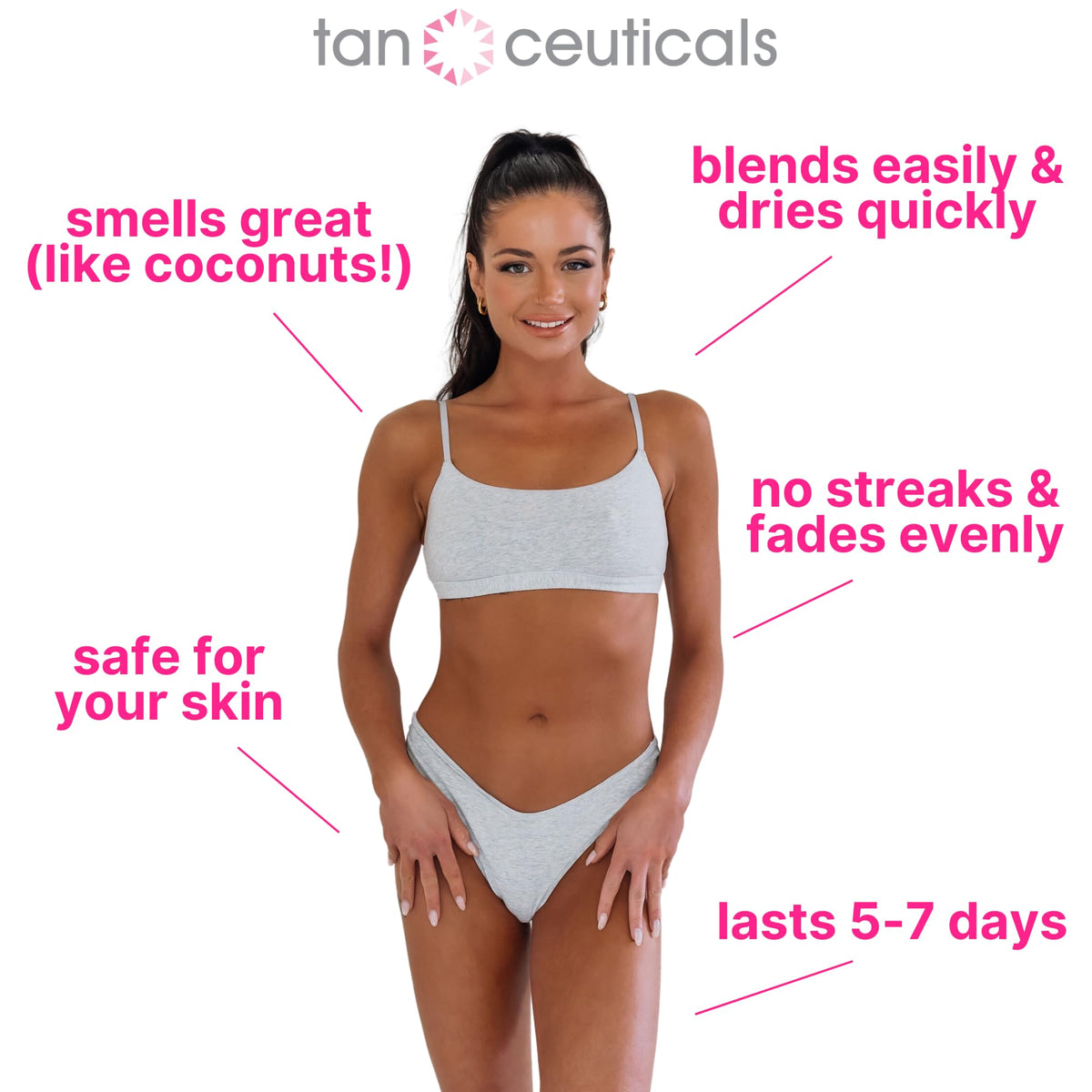 Tanceuticals Ultra Dark packaging highlighting coconut scent for pleasant wear.