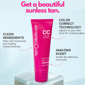 Tanceuticals Ultra Dark lotion texture swatch for easy, streak-free application.