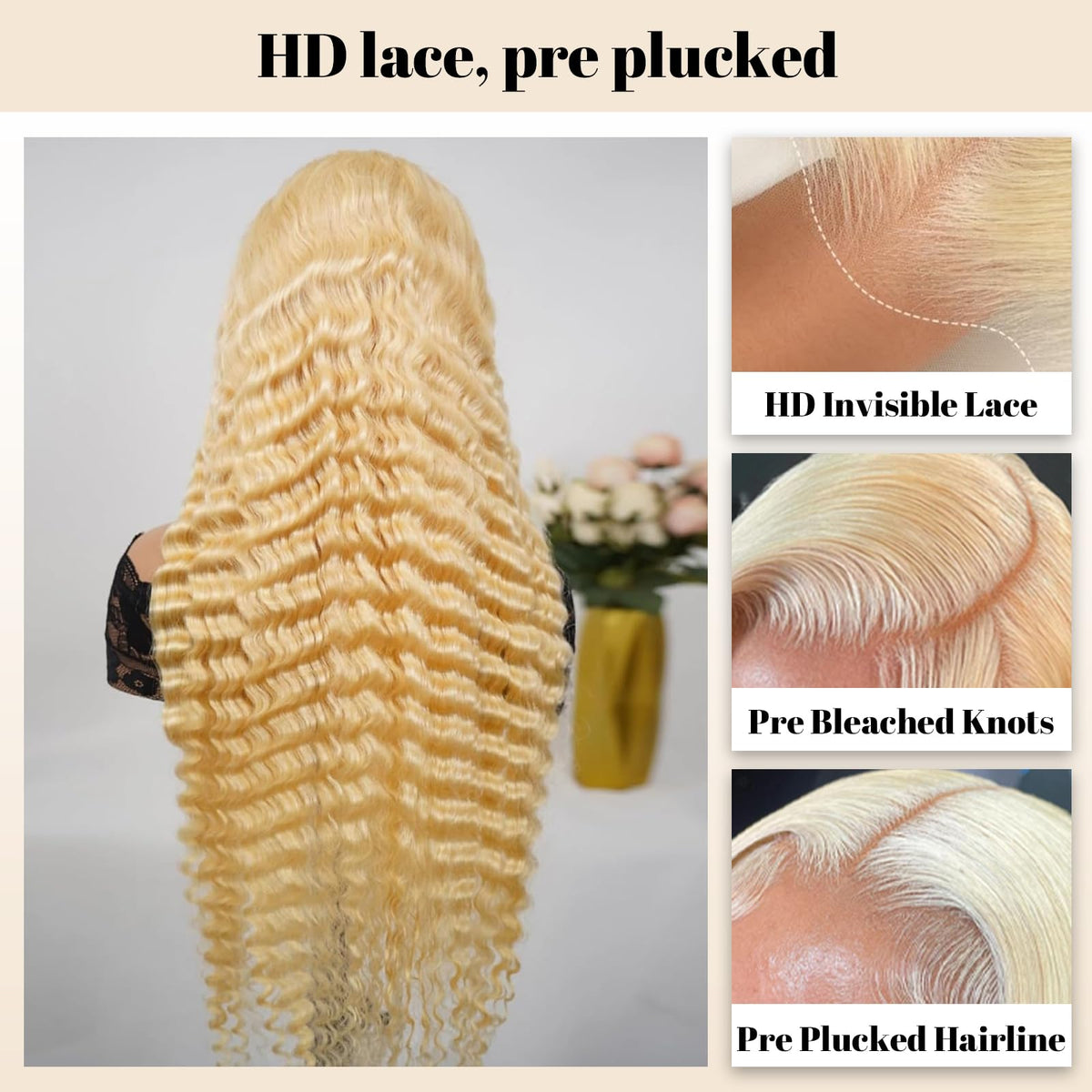Tanduca 613 lace front wig with 200 percent density adds fuller volume.