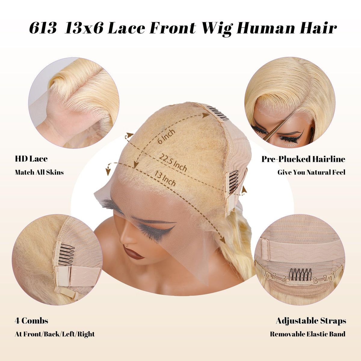 Tanduca 613 lace front wig pre plucked with baby hair for styling versatility.