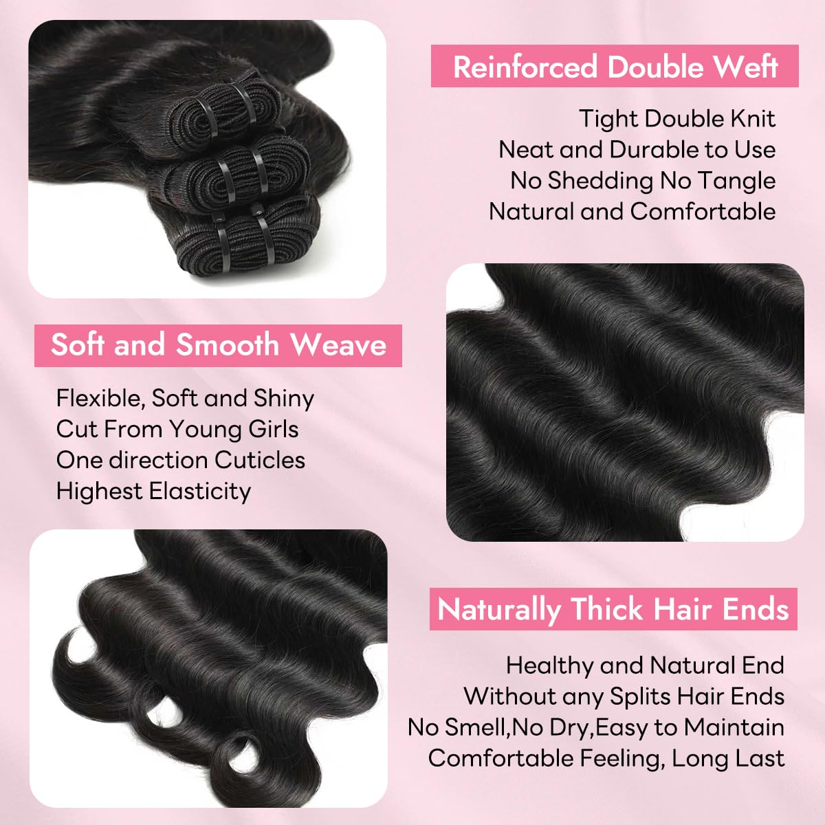 Tandulo 100% Brazilian Remy hair for natural movement and shine.