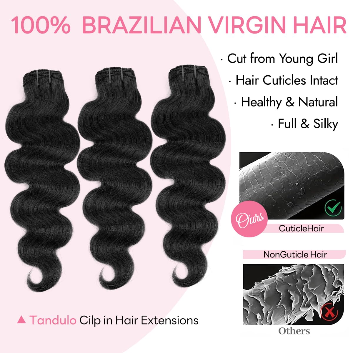 Tandulo double-weft lace-edge clip-ins for comfortable, tangle-free wear.