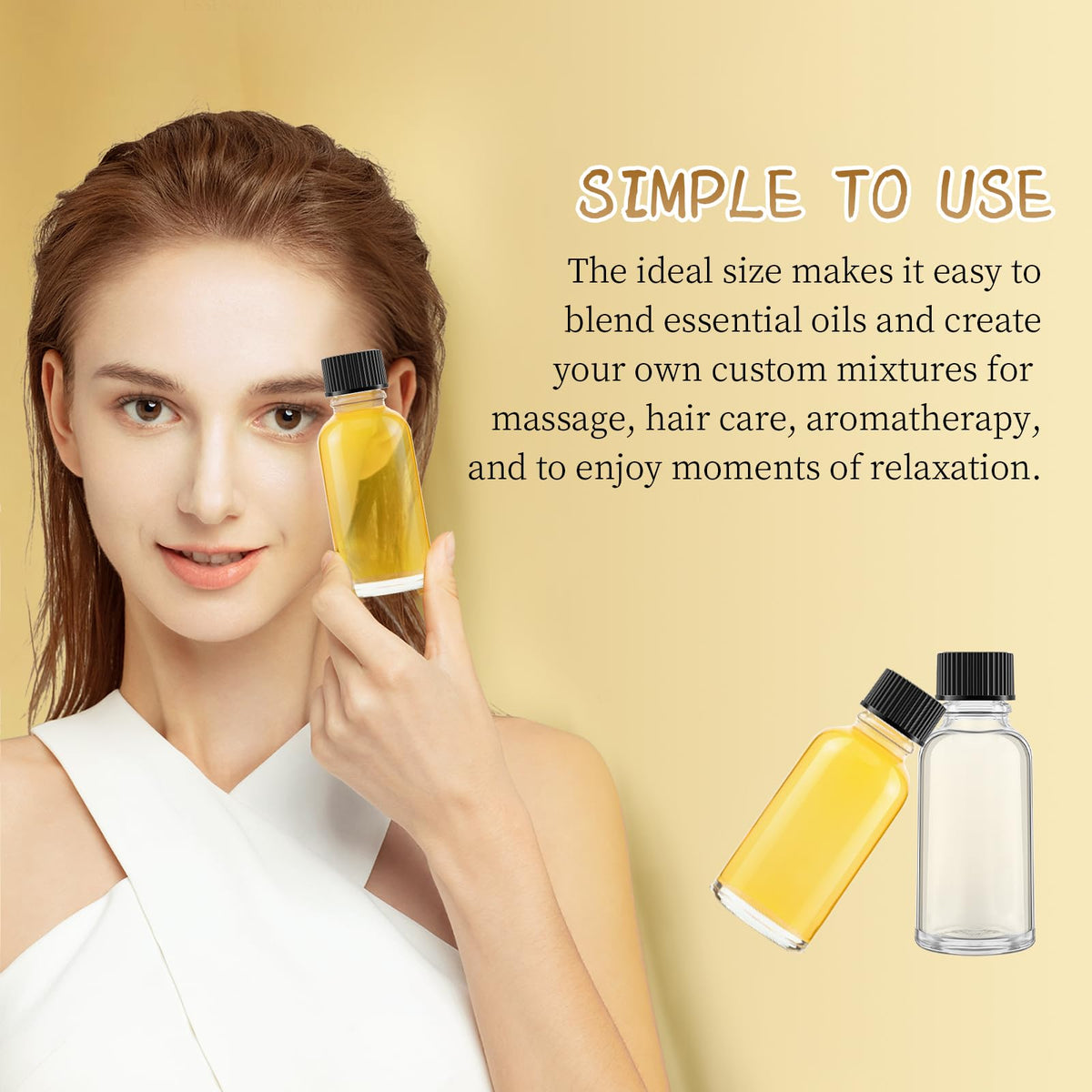 TANEMUDO Boston-round glass bottle with labels for organized product presentation