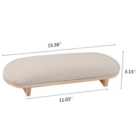 Tang Song arm rest cushion with vegan leather provides soft comfort during treatments.