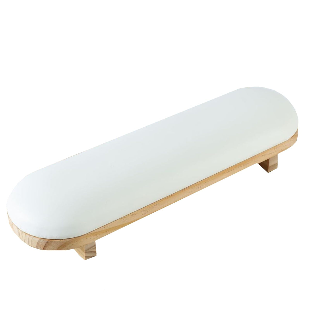 Tang Song nail arm-rest on white wooden stand provides sturdy stability for manicure sessions