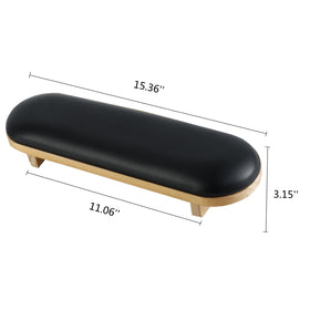 TANG SONG wooden armrest with vegan cushion, side view for comfort.