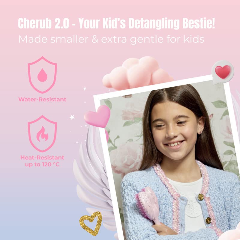 Tangle Angel Cherub wet-dry hairbrush ideal for bath-time detangling.