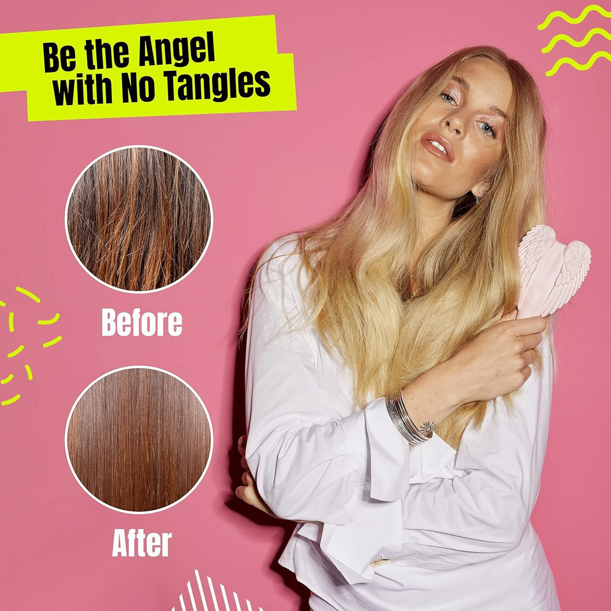 Memory-Flex bristles close-up on a Tangle Angel brush for smooth detangling