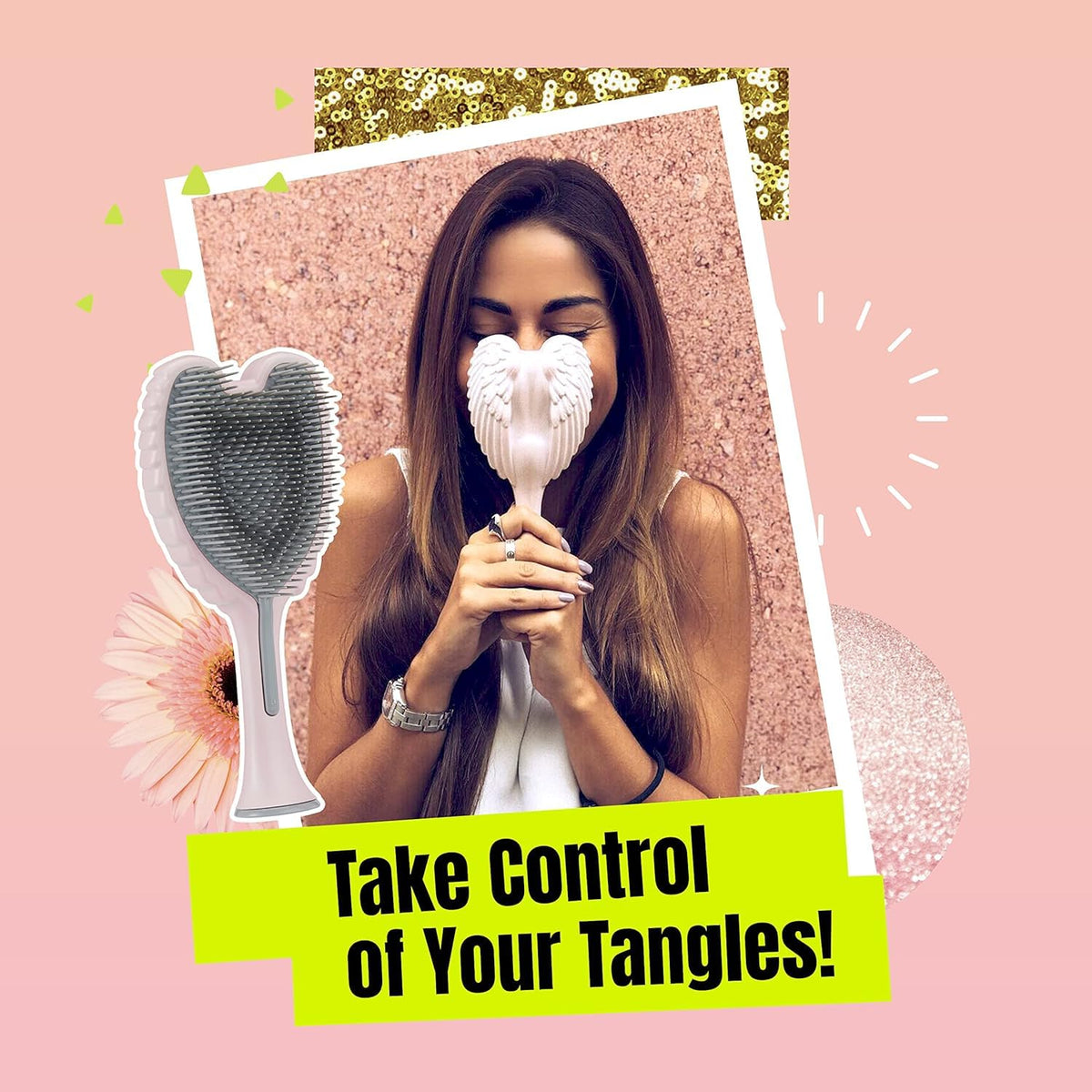 Tangle Angel stand-up base keeps the brush ready on your vanity.