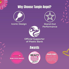 Tangle Angel sturdy rubber base keeps the brush steady on surfaces.