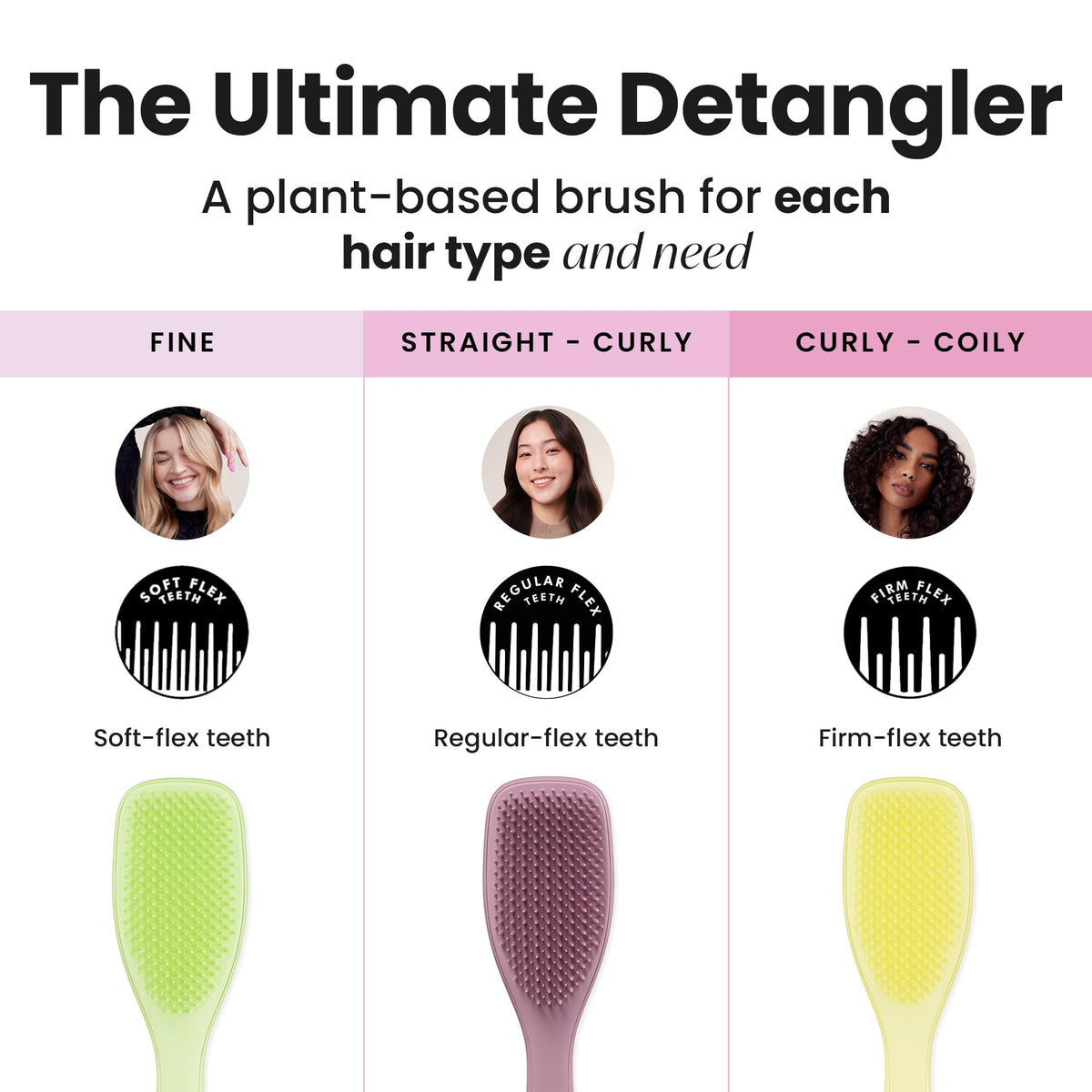 Tangle Teezer all hair types detangling and knot elimination.
