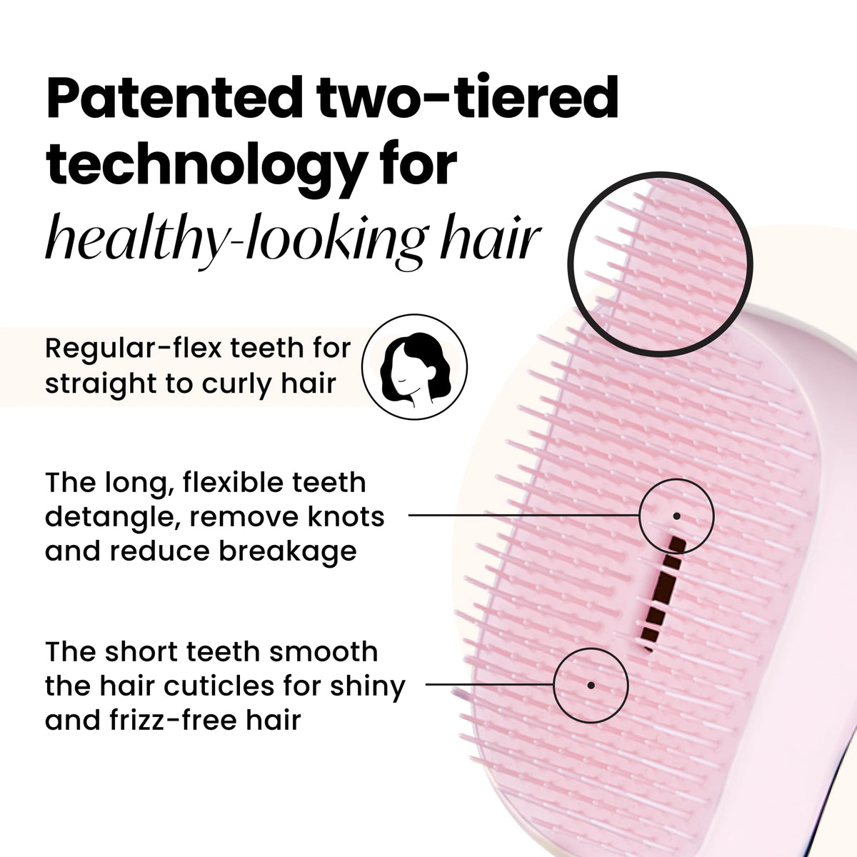 Tangle Teezer Compact Styler two-tier teeth for smooth detangling