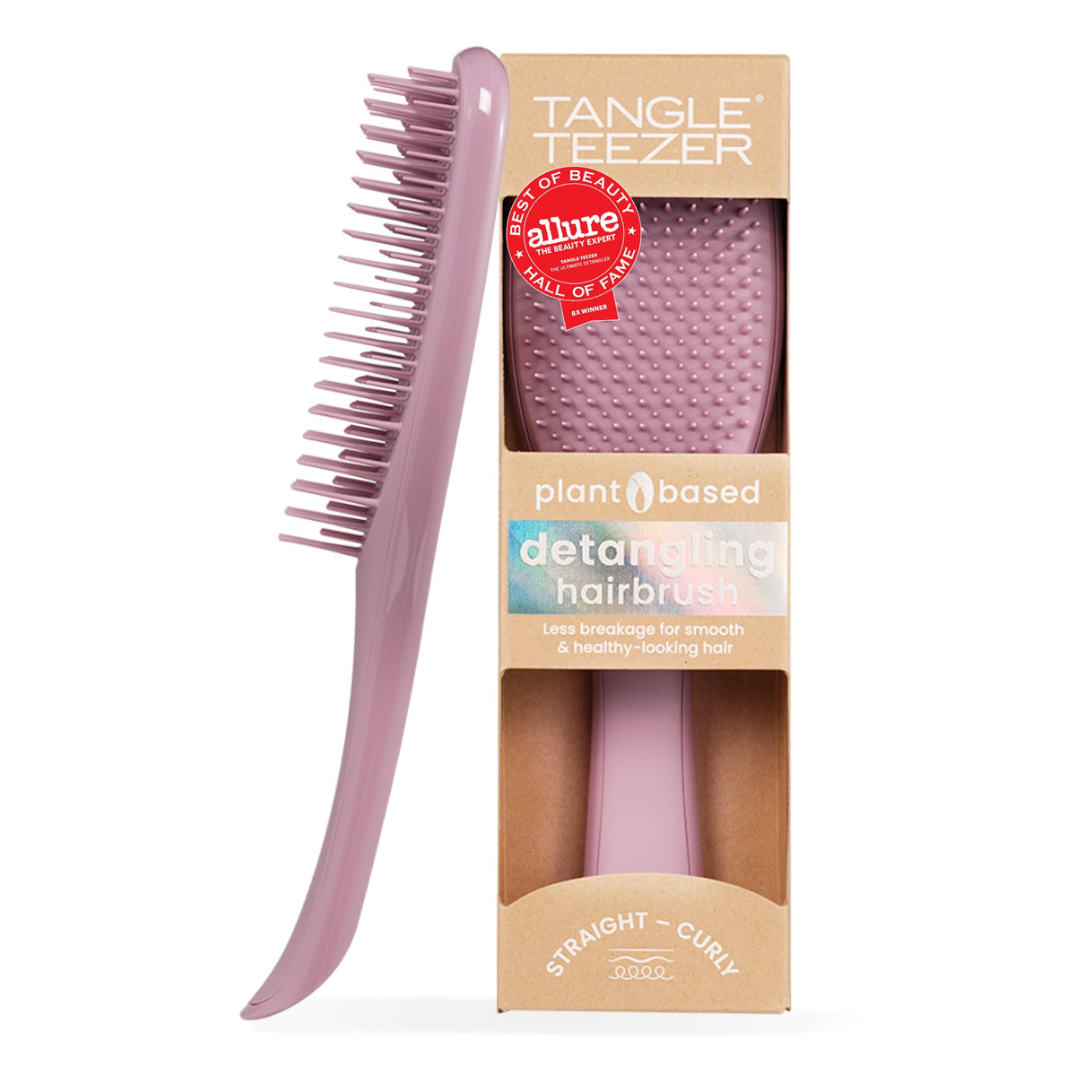 Tangle Teezer earthy purple plant-based detangler brush for effortless detangling on all hair types.