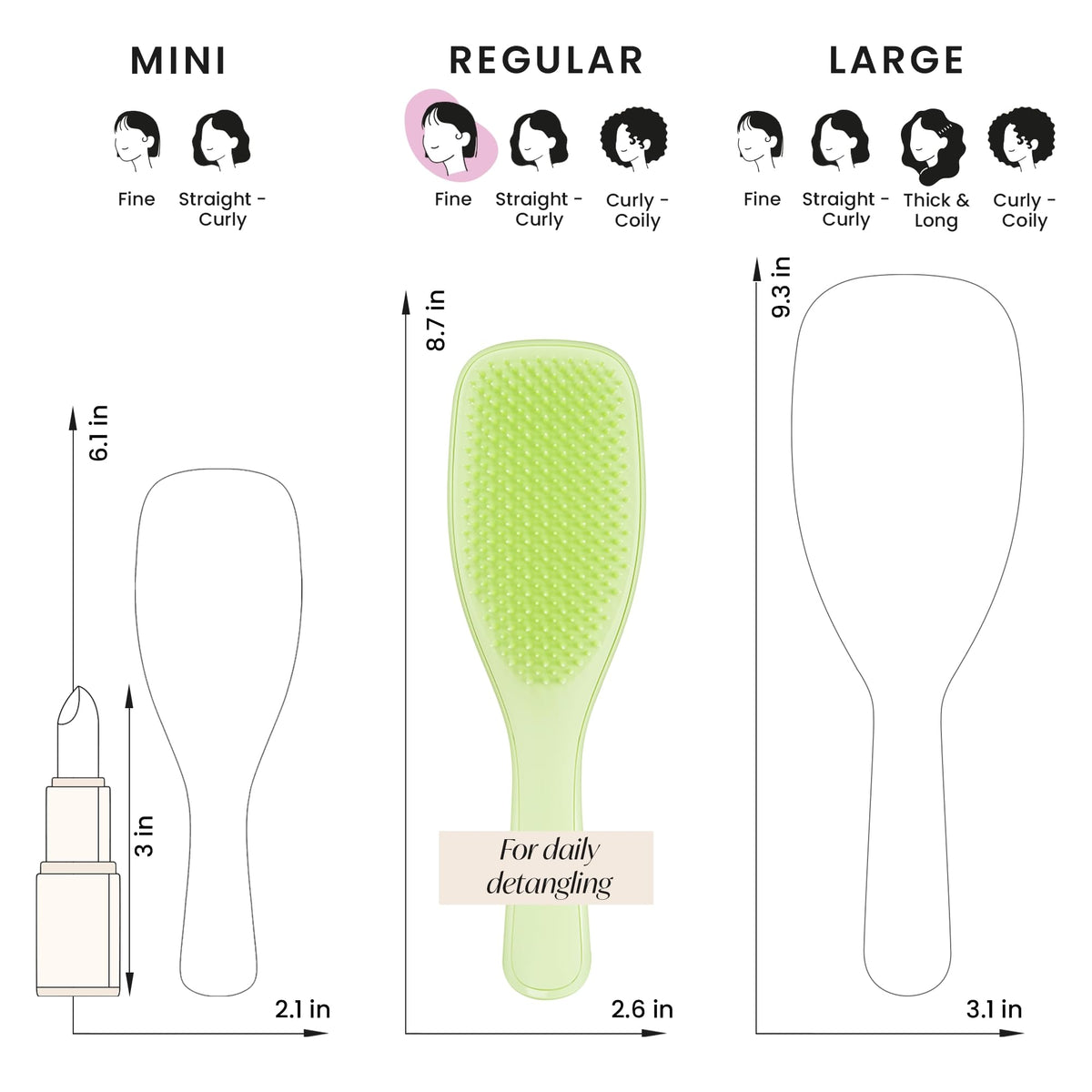 Tangle Teezer Matcha Green color-treated, fine hair-friendly detangler for daily use.