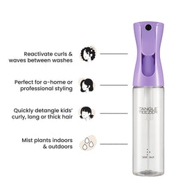 Tangle Teezer refillable bottle in lilac color for sustainable styling.