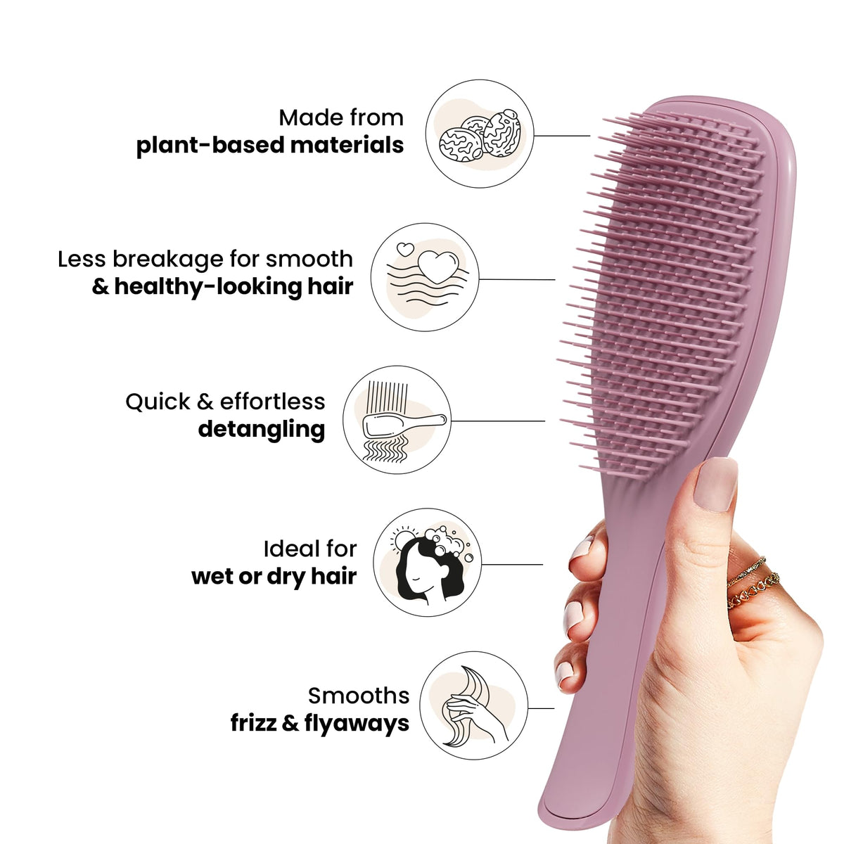 Tangle Teezer soft teeth close-up highlighting comfortable detangling.
