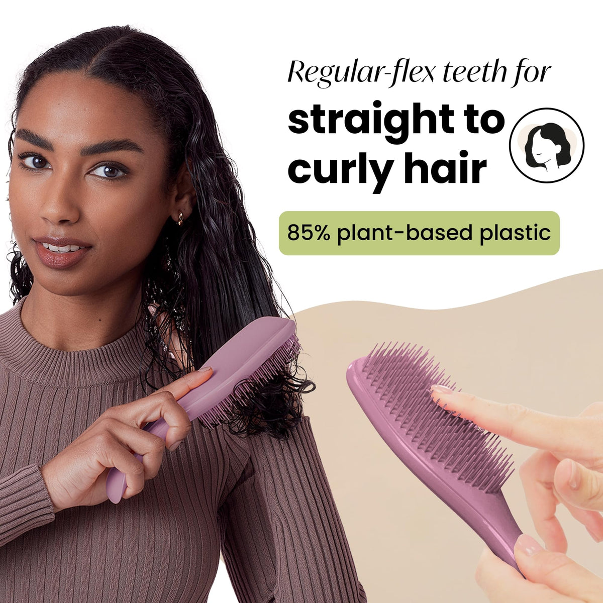 Tangle Teezer wet-dry detangler for use on wet or dry hair.