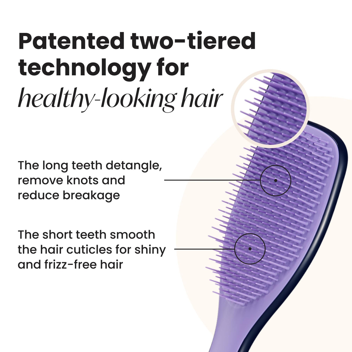 Aquarius two-tier teeth aid gentle knot release and smoothing.