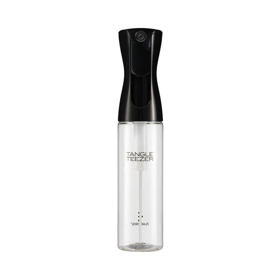 Tangle Teezer Fine Mist Bottle front view showing sleek black design for detangling